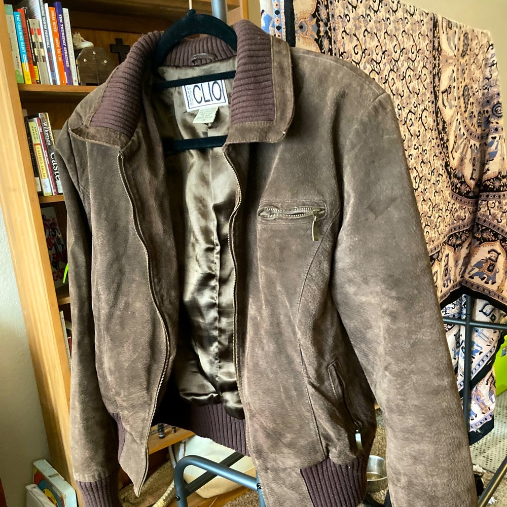 100% leather suede vintage cropped bomber 16